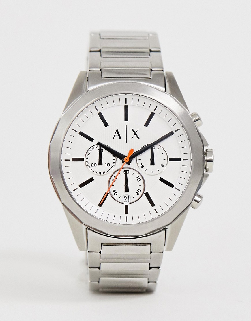 Armani Exchange Ax2624 Drexler Bracelet Chronograph Watch 44mm In Silver