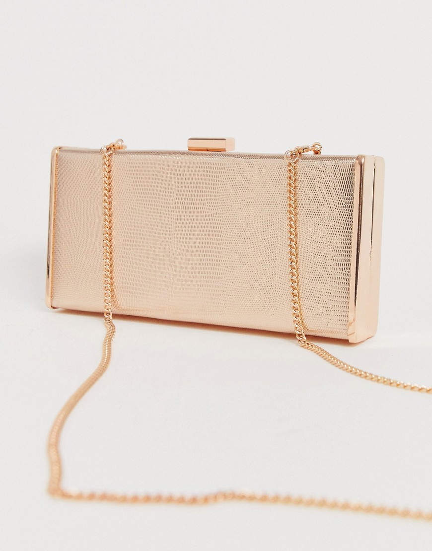Forever New sequin box clutch bag in rose gold