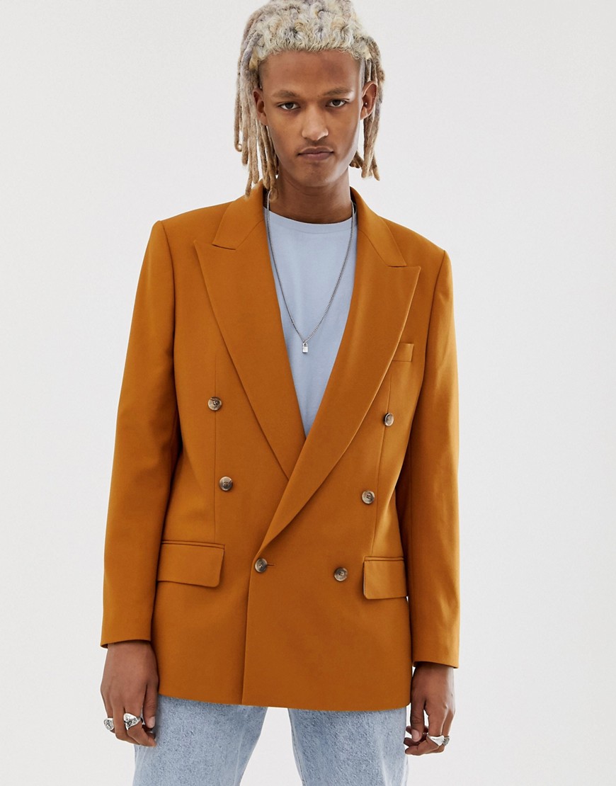 ASOS DESIGN oversized double breasted blazer in camel
