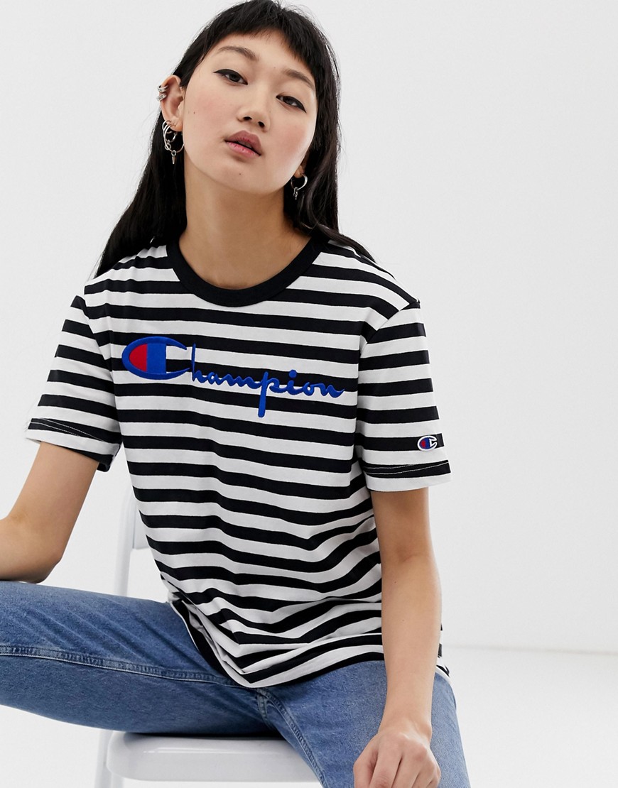 Champion relaxed t-shirt with front logo in stripe