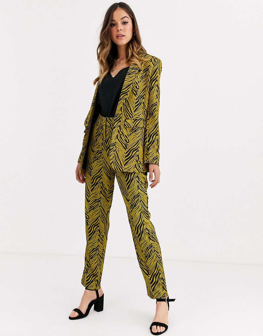 Liquorish suit trouser co ord in gold and black abstract print