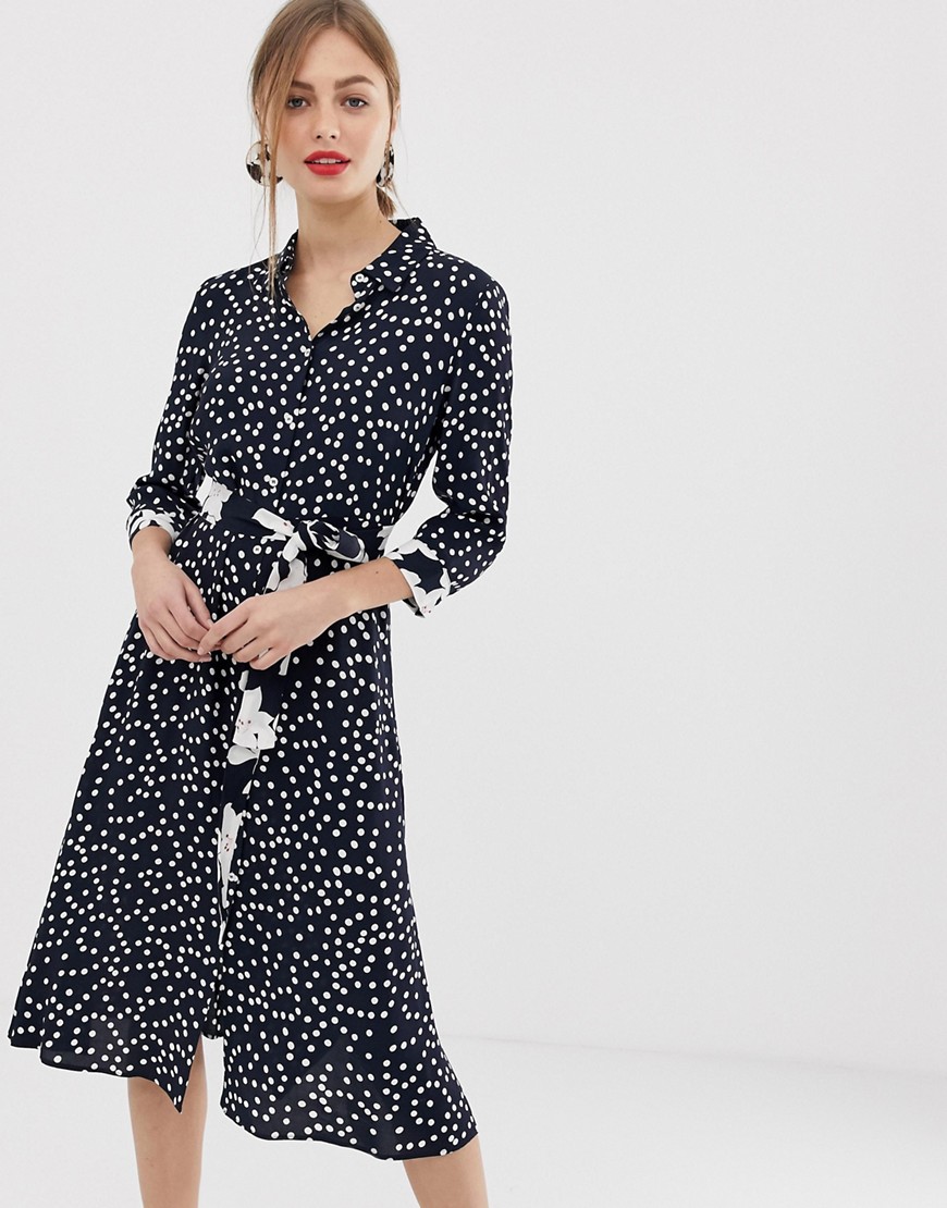 Emme floral and spot midaxi tie dress