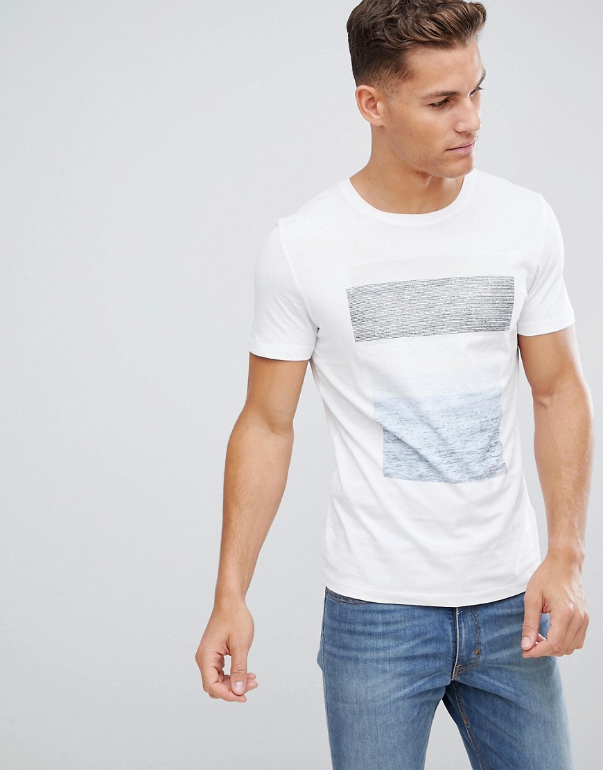 Selected Faded Block Stripe T-Shirt - White