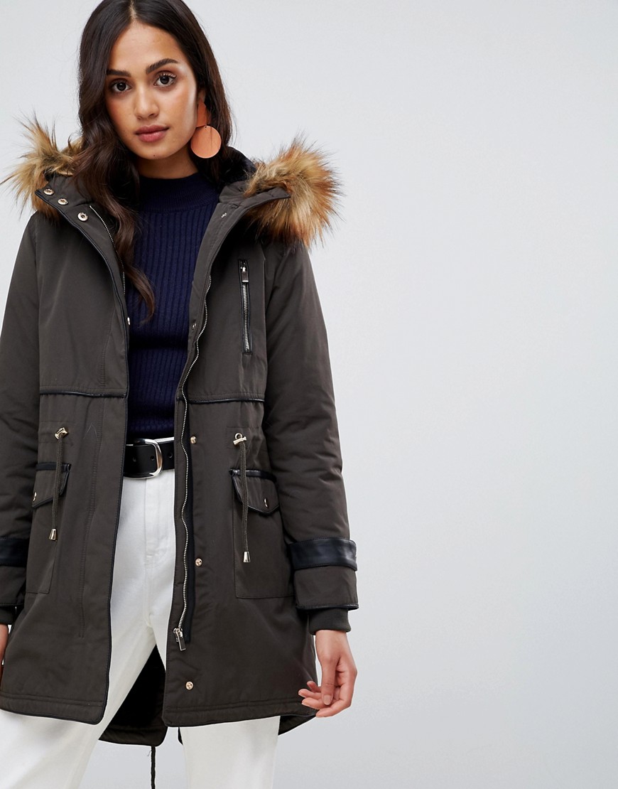New Look faux fur lined parka