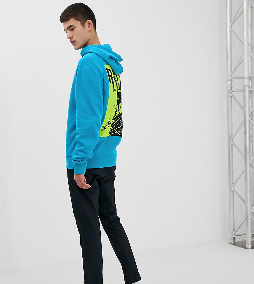 COLLUSION Tall hoodie with back print in blue