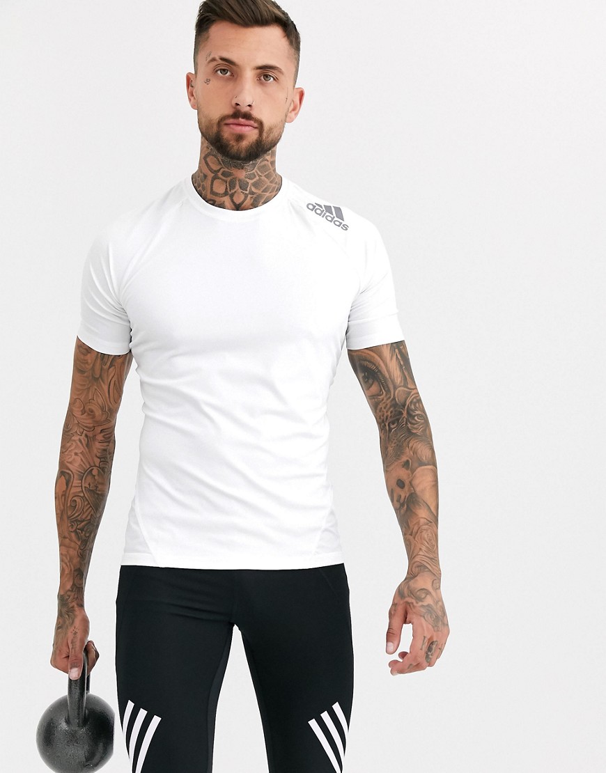 adidas alphaskin sport training t-shirt in white