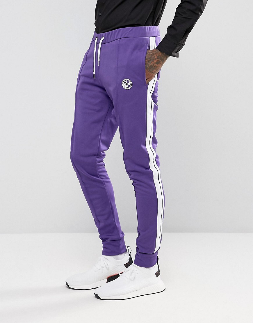Jaded London Skinny Track Joggers In Purple With Taping - Purple