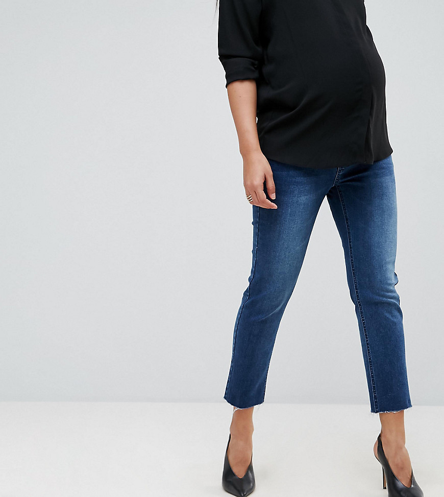 Bandia Maternity Over The Bump Straight Leg Jean With Removable Bump Band - Dark wash