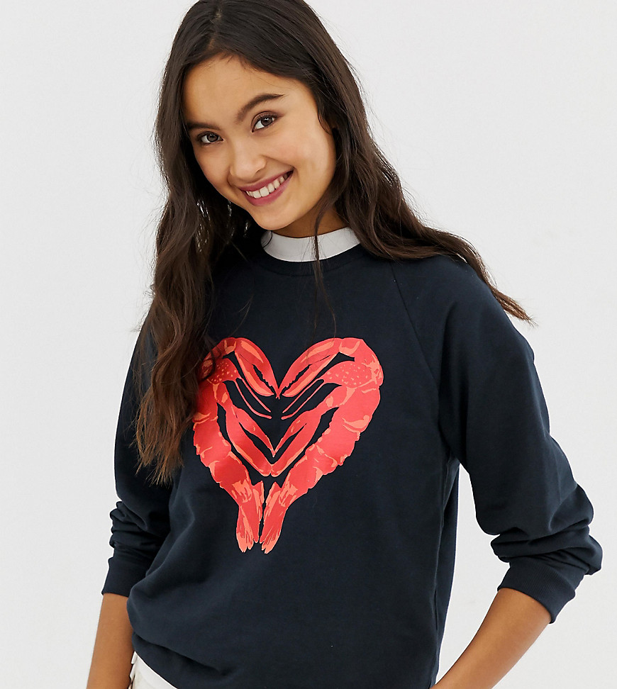 People Tree x Peter Jensen organic cotton sweatshirt with lobster heart print