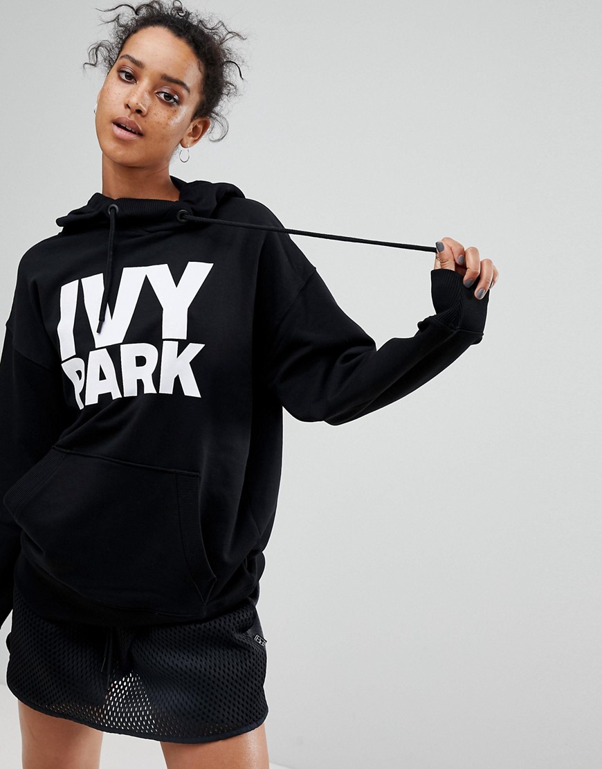 Ivy Park Logo Hoodie In Black - Black
