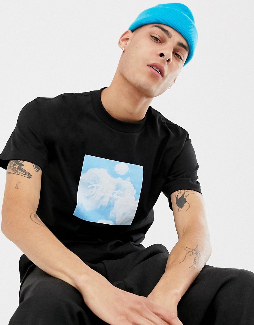 Primitive T-Shirt With Blue Rose Box Logo In Black