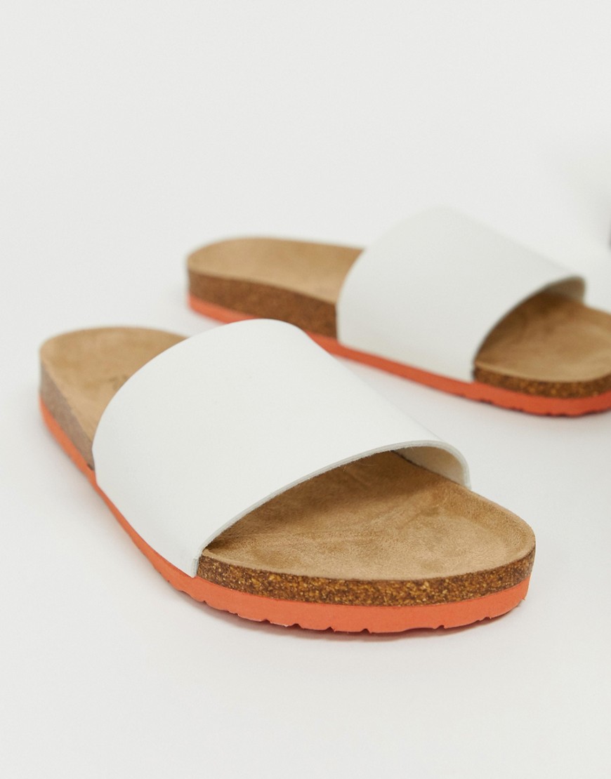 Brave Soul faux leather sliders in white
