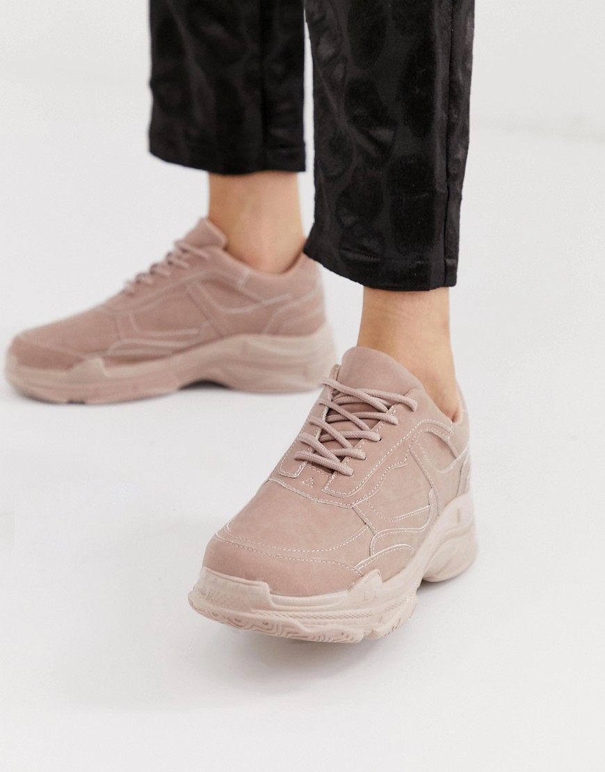 Public Desire Blend pink colour drenched chunky trainers