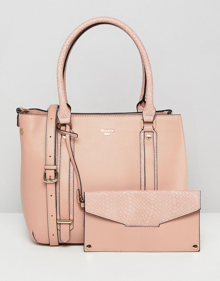 Dune Dylier Blush Tote Bag with Detachable Front Purse - Blush