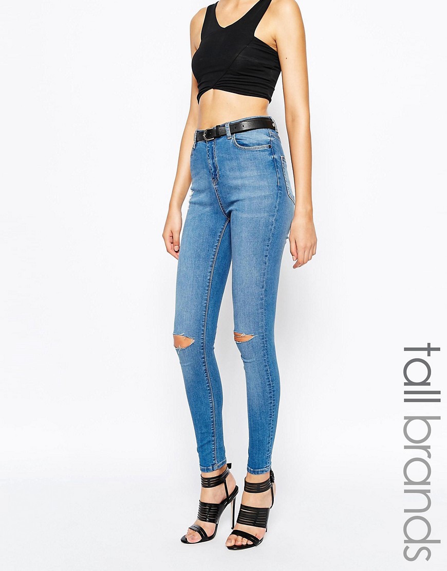Taller Than Your Average | TTYA Bust Knee Skinny Jeans at ASOS