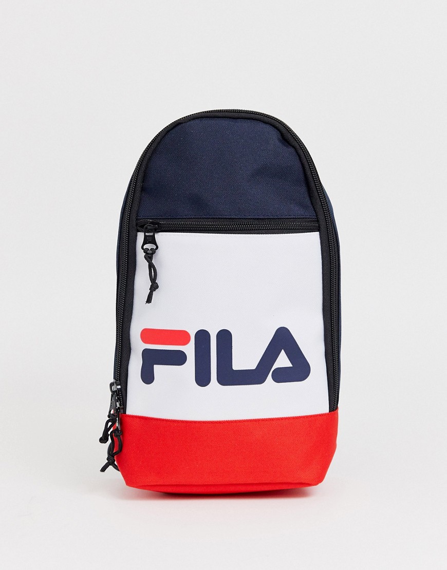 Fila Marlin colour block single strap backpack in navy