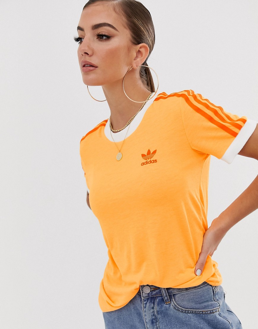 Adidas Originals Adicolor Three Stripe T-shirt In Yellow - Yellow