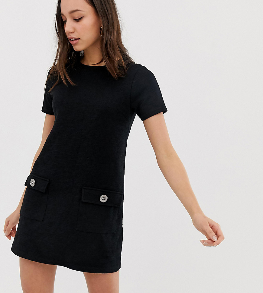 New Look Tall boucle pocket tunic in black