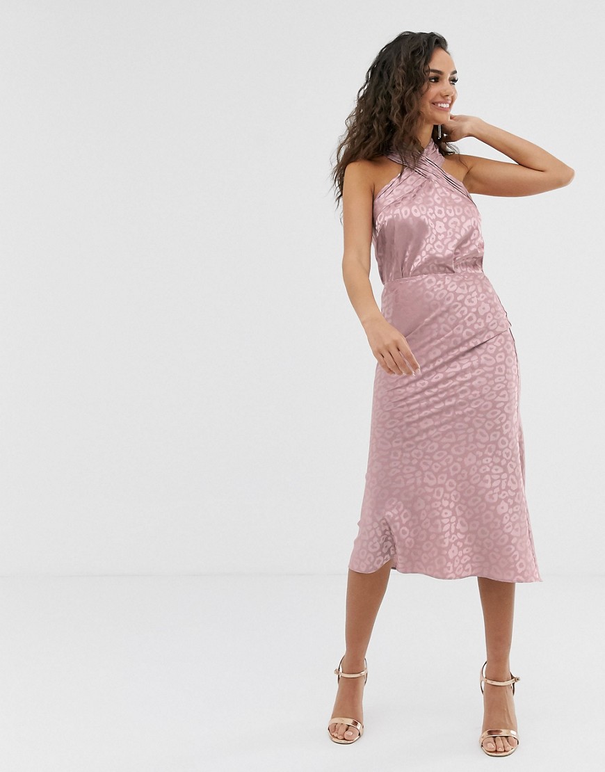 Outrageous Fortune midi slip skirt in pink texture