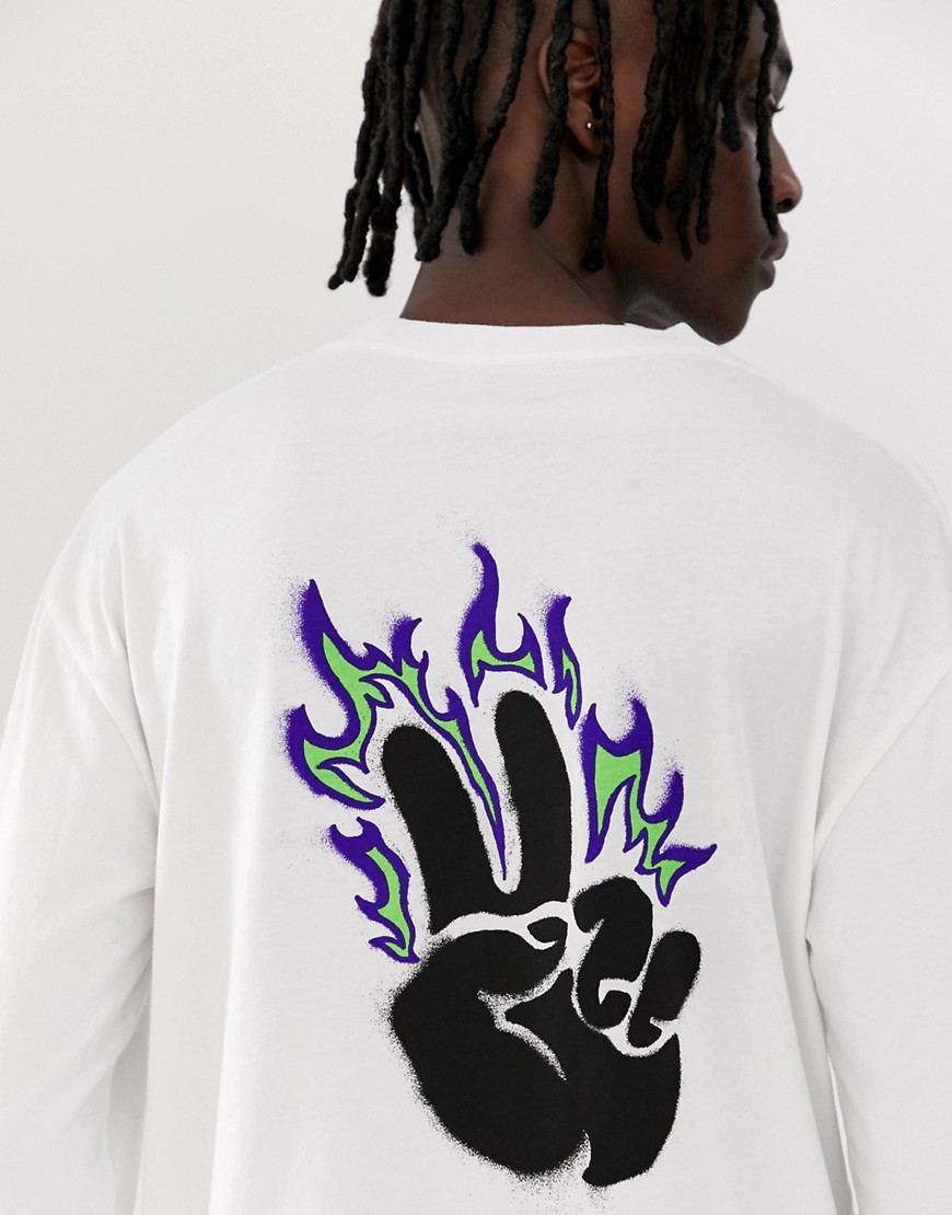 Globe Alight long sleeve t-shirt with chest and back print in white