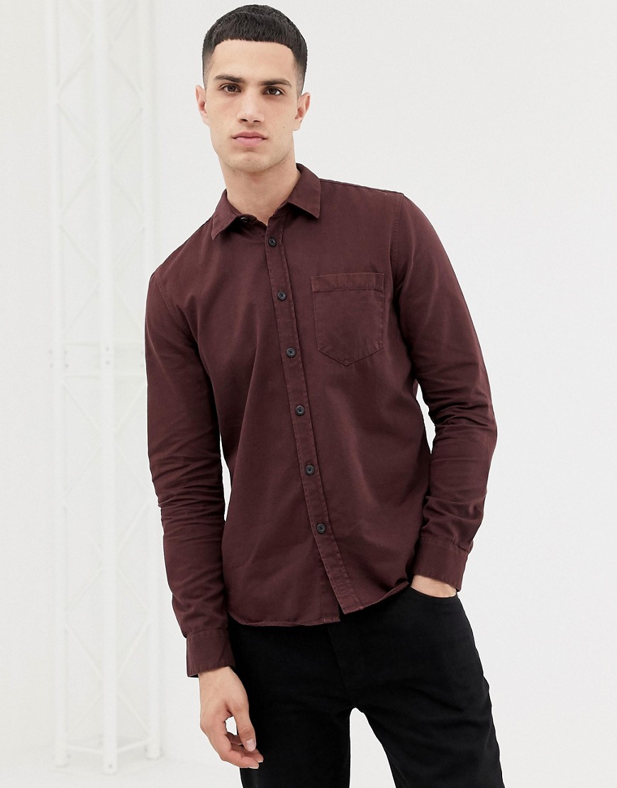 Nudie Jeans Co Henry button down shirt in plum