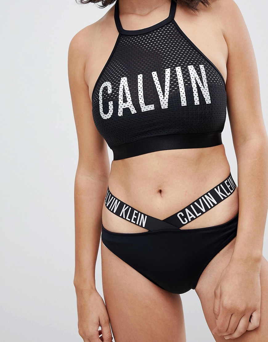 Calvin Klein Cut Out Logo Band Bikini Bottoms
