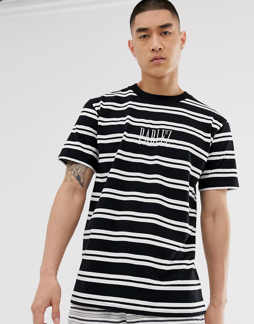 Parlez Editions stripe t-shirt with embroidered logo in black