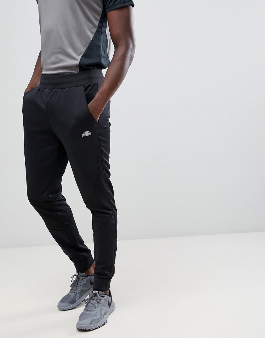 ellesse Sports Oporo joggers with ribbed panel in black