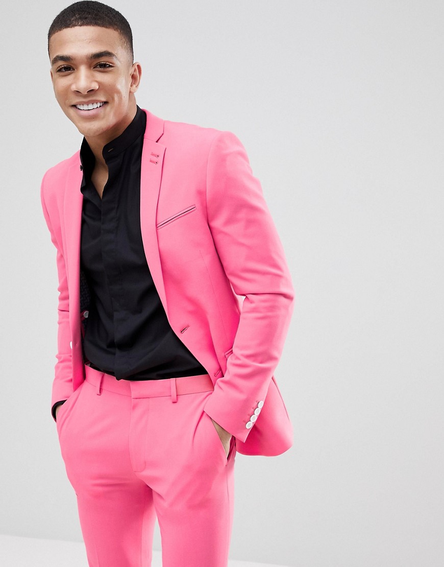 Розовый супероблегающий пиджак ASOS DESIGN - Розовый 