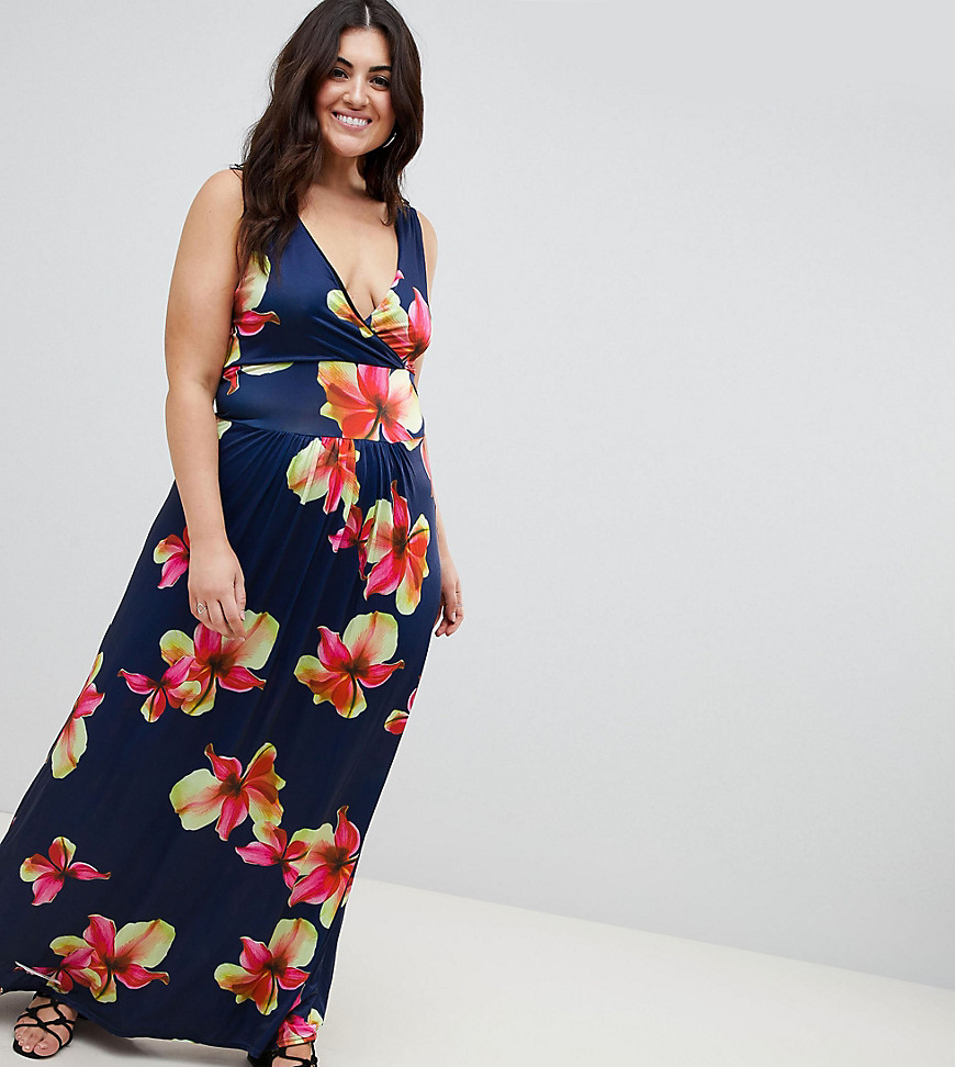 Praslin Wrap Front Maxi Dress in Tropical Print