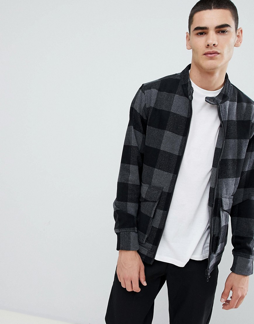 Only & Sons checked wool harrington jacket