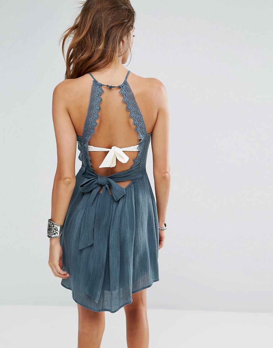 Пляжное платье с ажурной отделкой Surf Gypsy - Синий 