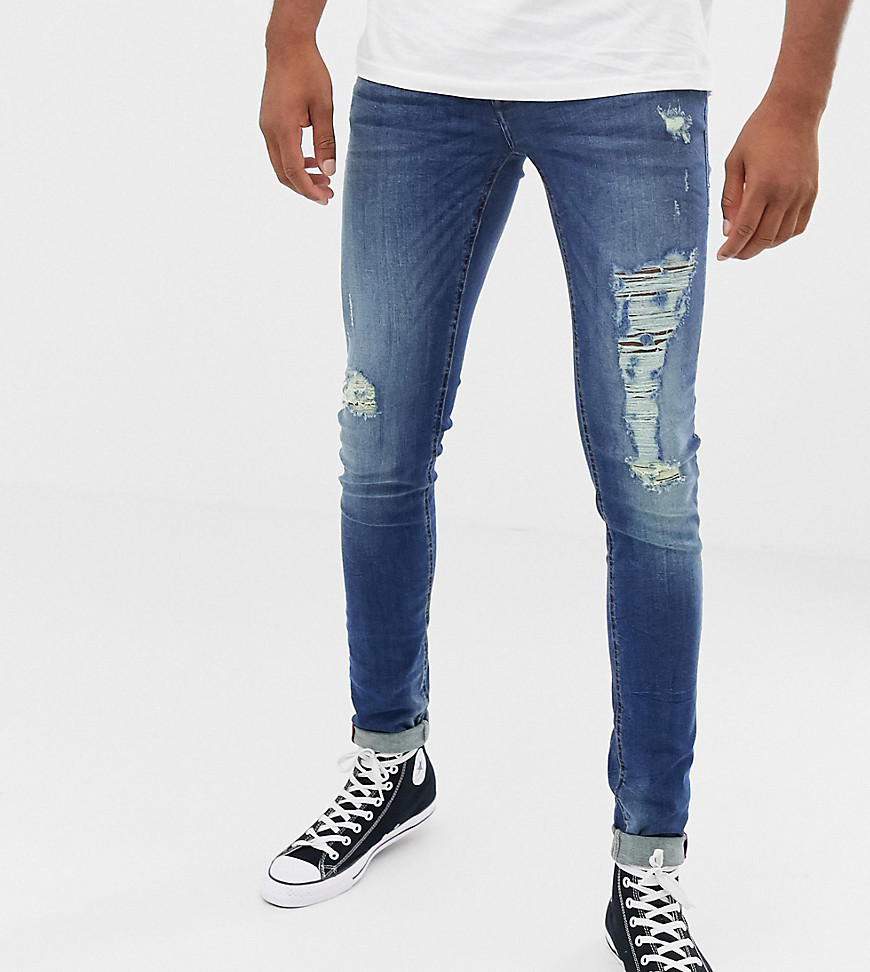Blend distressed super skinny jeans in dark wash