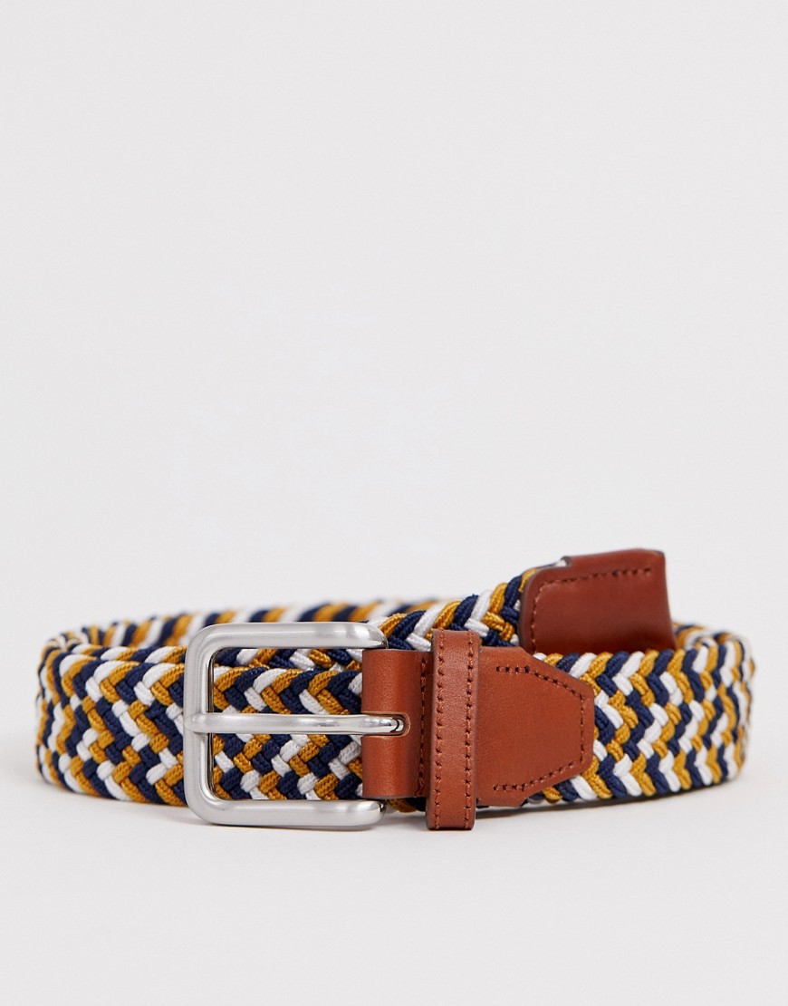 Jack & Jones woven belt with buckle in multi colour