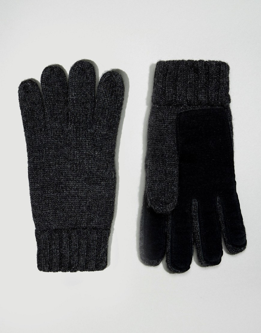 Полушерстяные перчатки с кожаной вставкой на ладонях Dents - Серый 