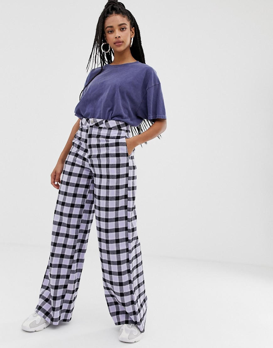 Daisy Street wide leg trousers in pastel check