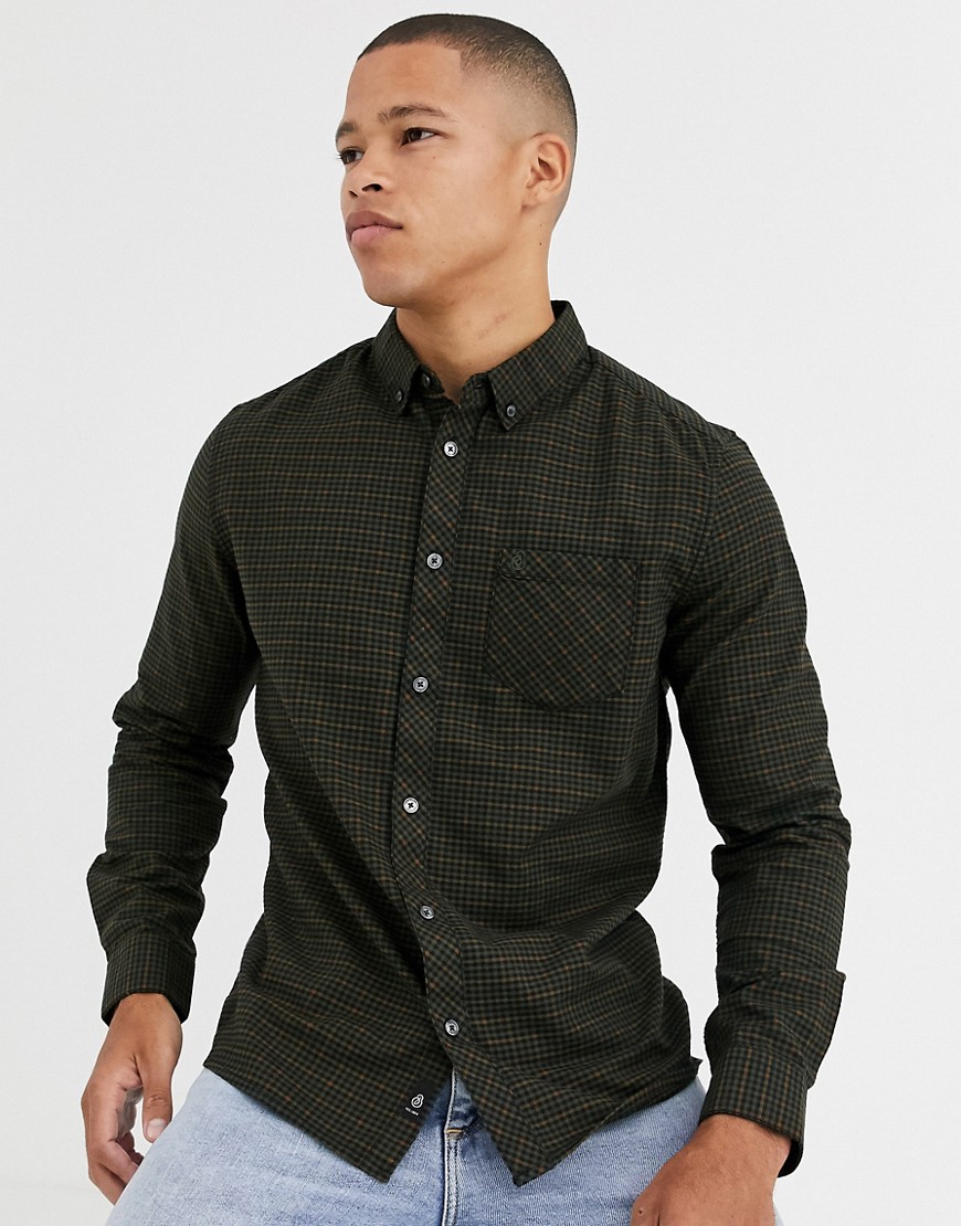 Burton Menswear long sleeve shirt in green check