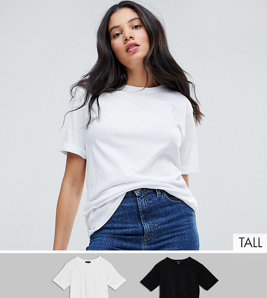 New Look Tall 2 Pack Boyfriend T-Shirt - Black and white