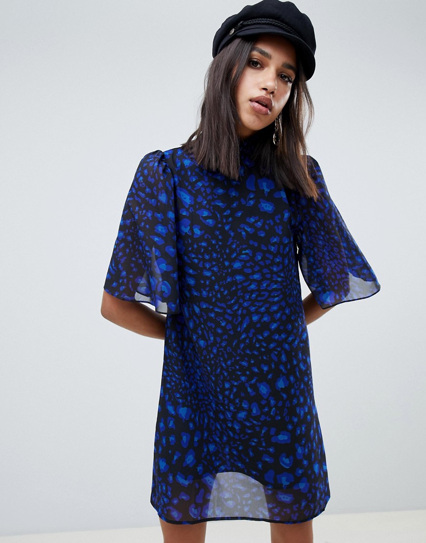 Na-kd leopard print dress in cobalt blue