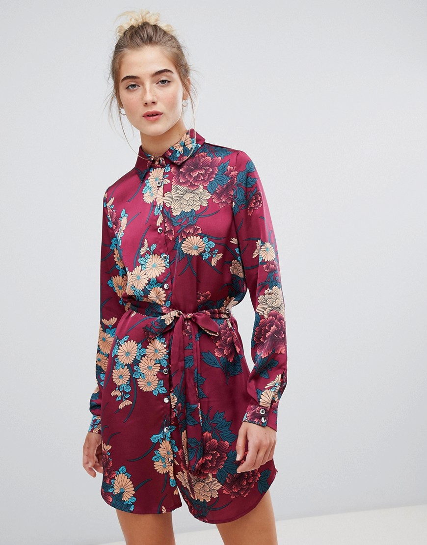 Parisian floral print shirt dress