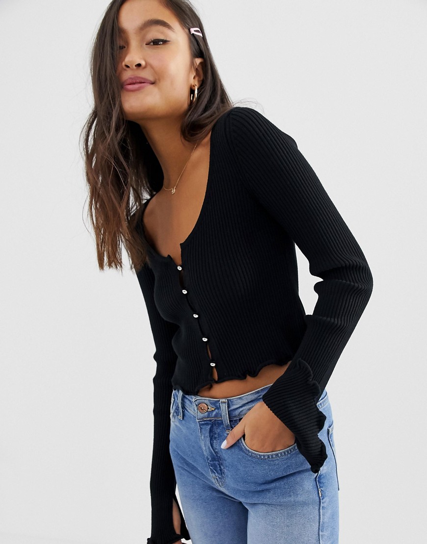 ASOS DESIGN button front cardigan with scoop neck