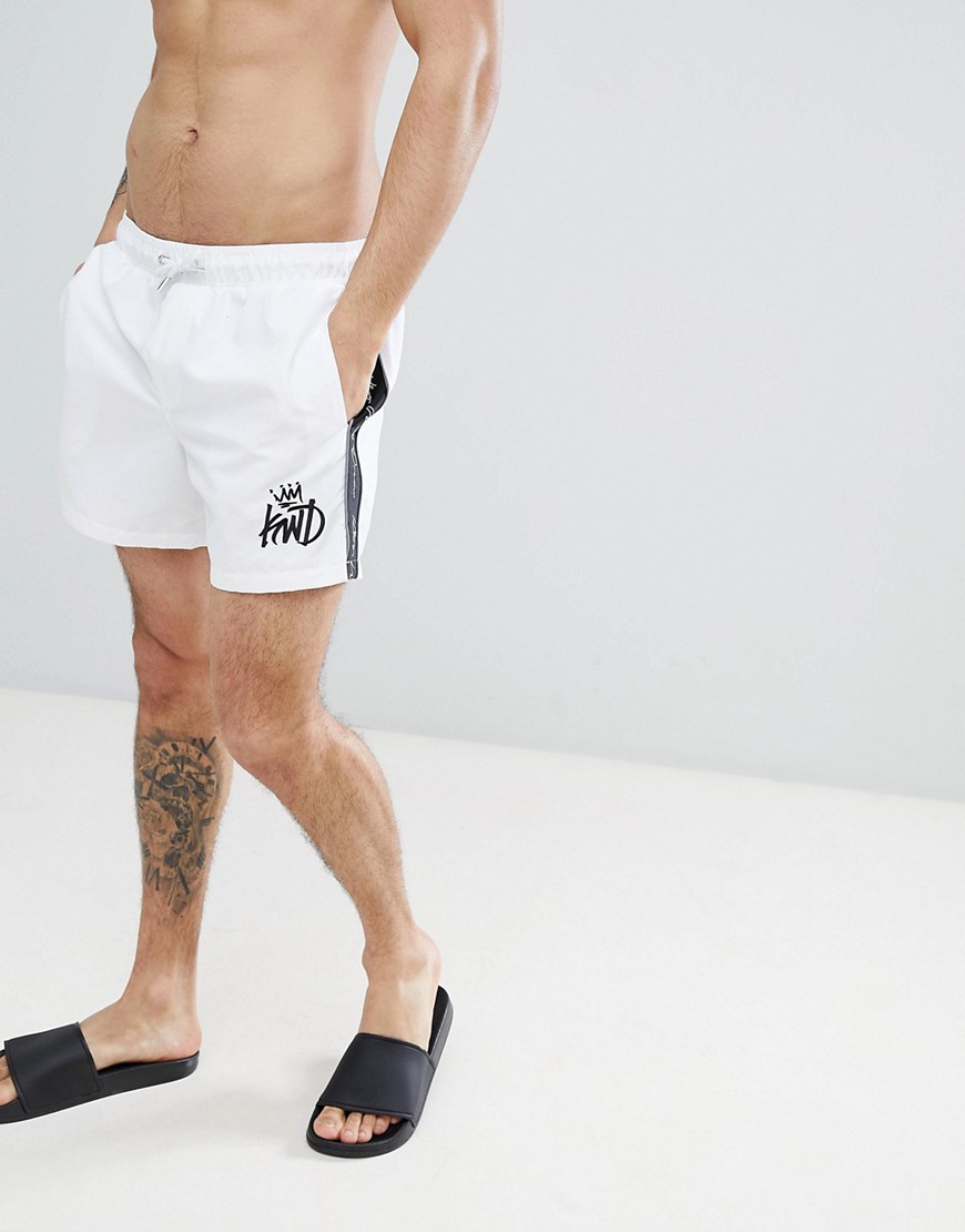 Kings Will Dream Higson Swim Shorts In White With Side Stripes