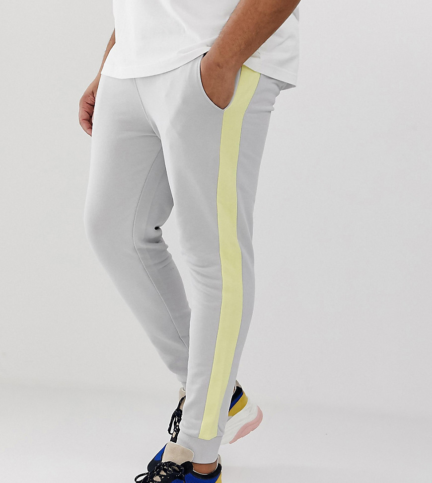 ASOS DESIGN Plus skinny joggers with side stripe in grey