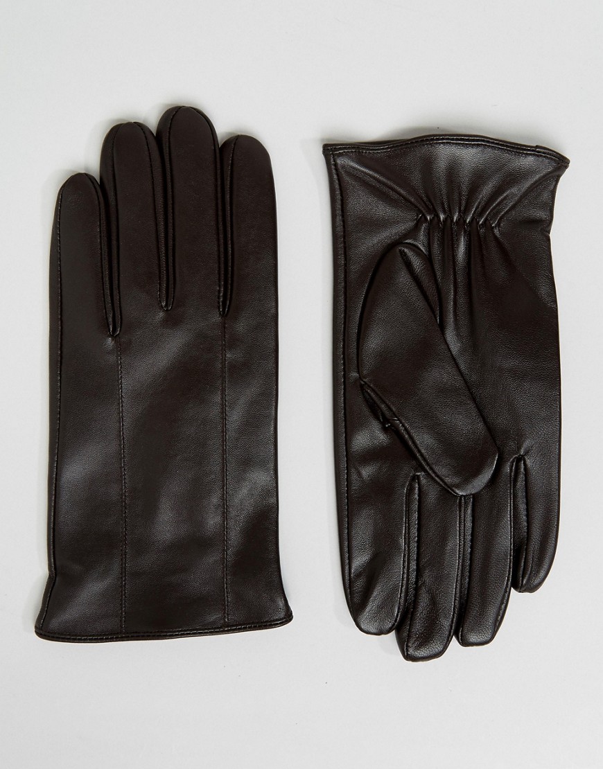 Barneys Leather Gloves In Brown