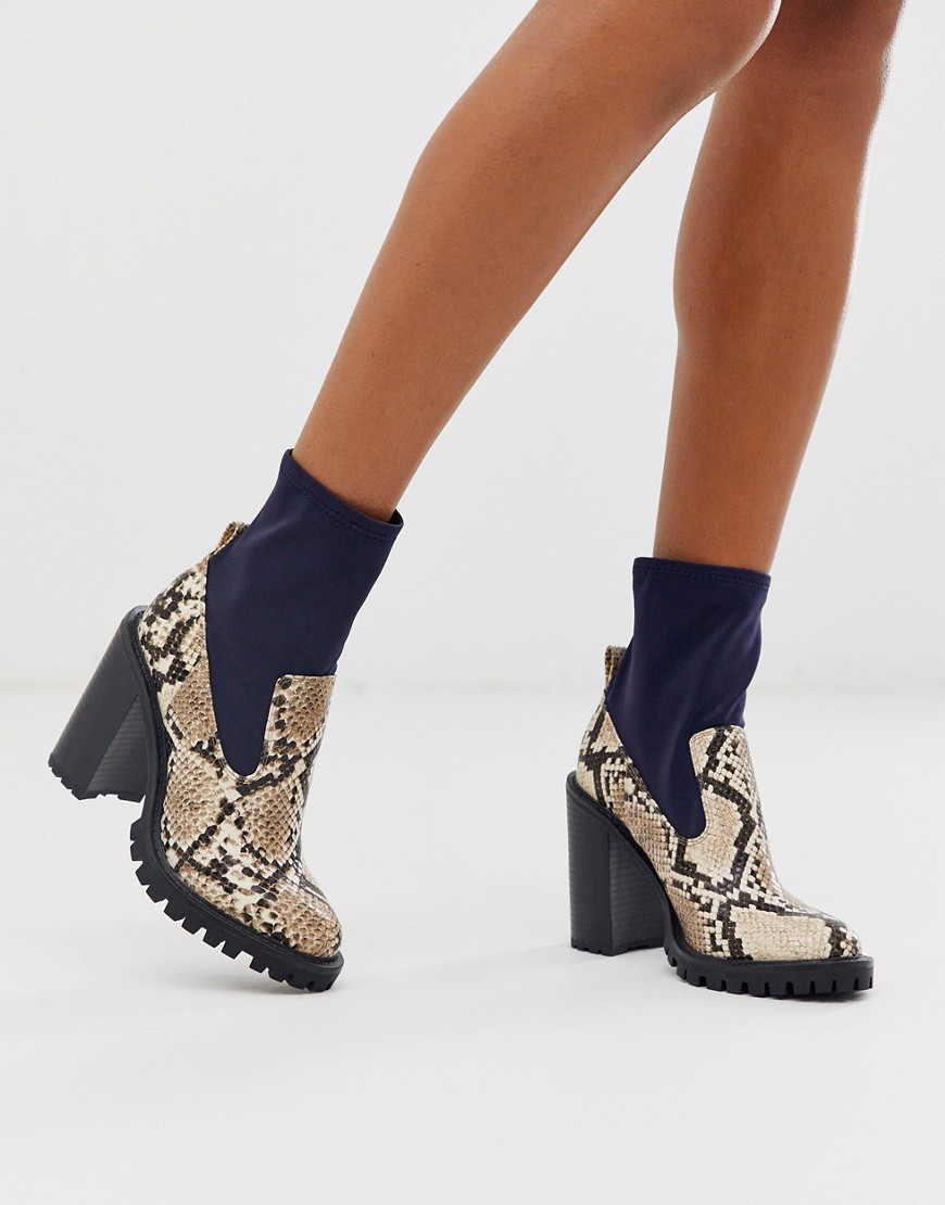 ASOS DESIGN Evolve chunky sock boots in snake mix