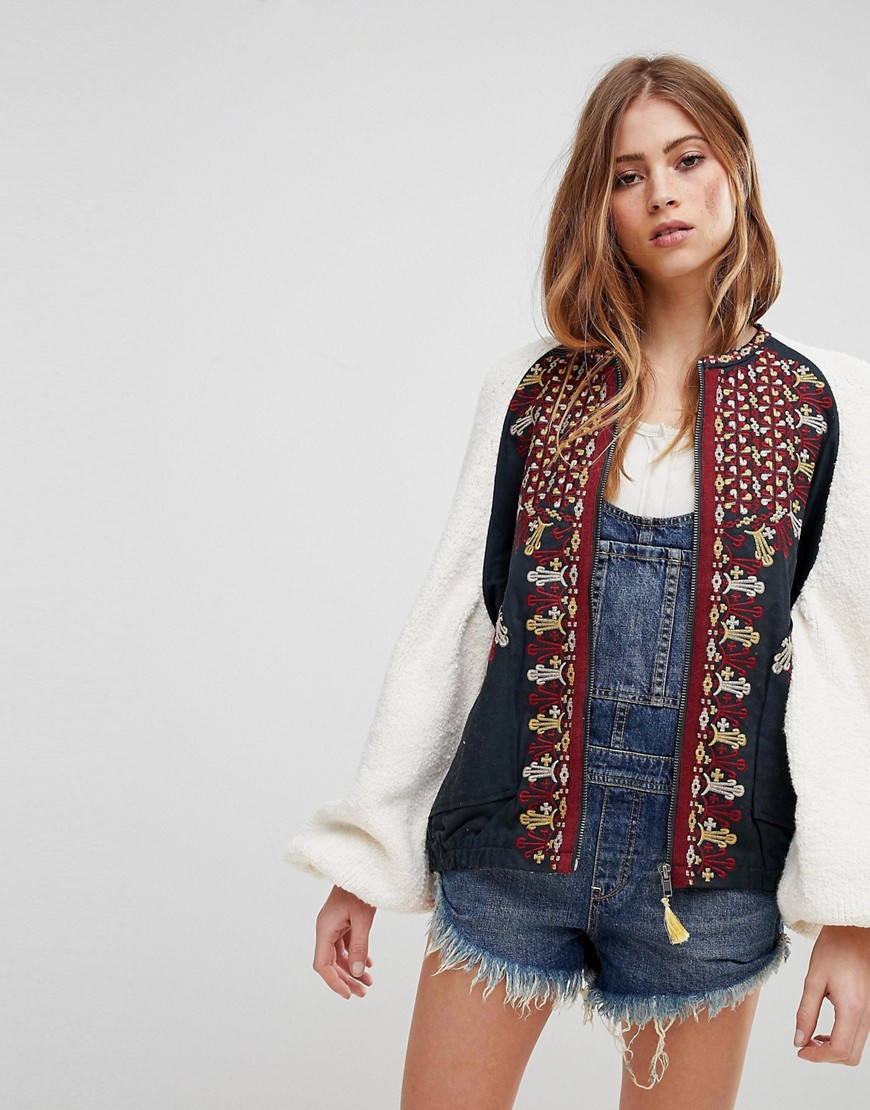 Free People Two Faced Embroidered Jacket - Ivory