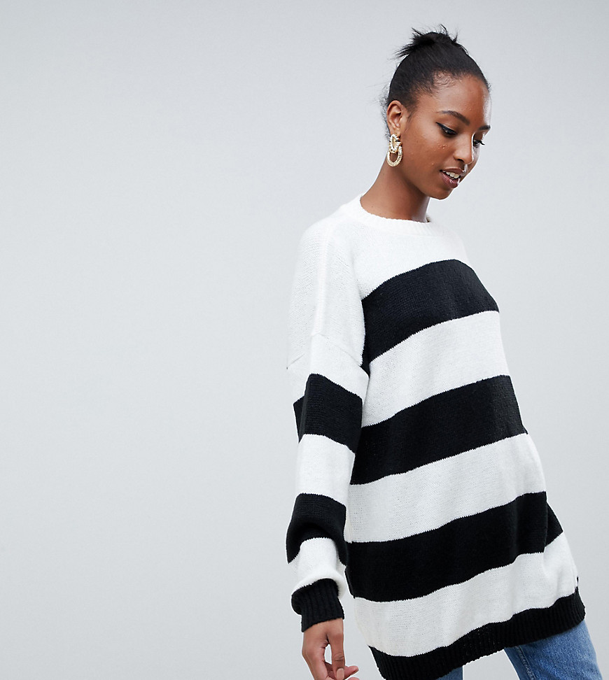 Glamorous Tall oversized knitted jumper in contrast stripe