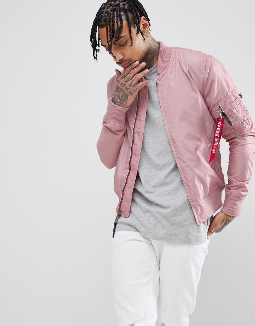Alpha Industries MA1-TT Bomber Jacket Slim Fit in Silver Pink - Silver pink