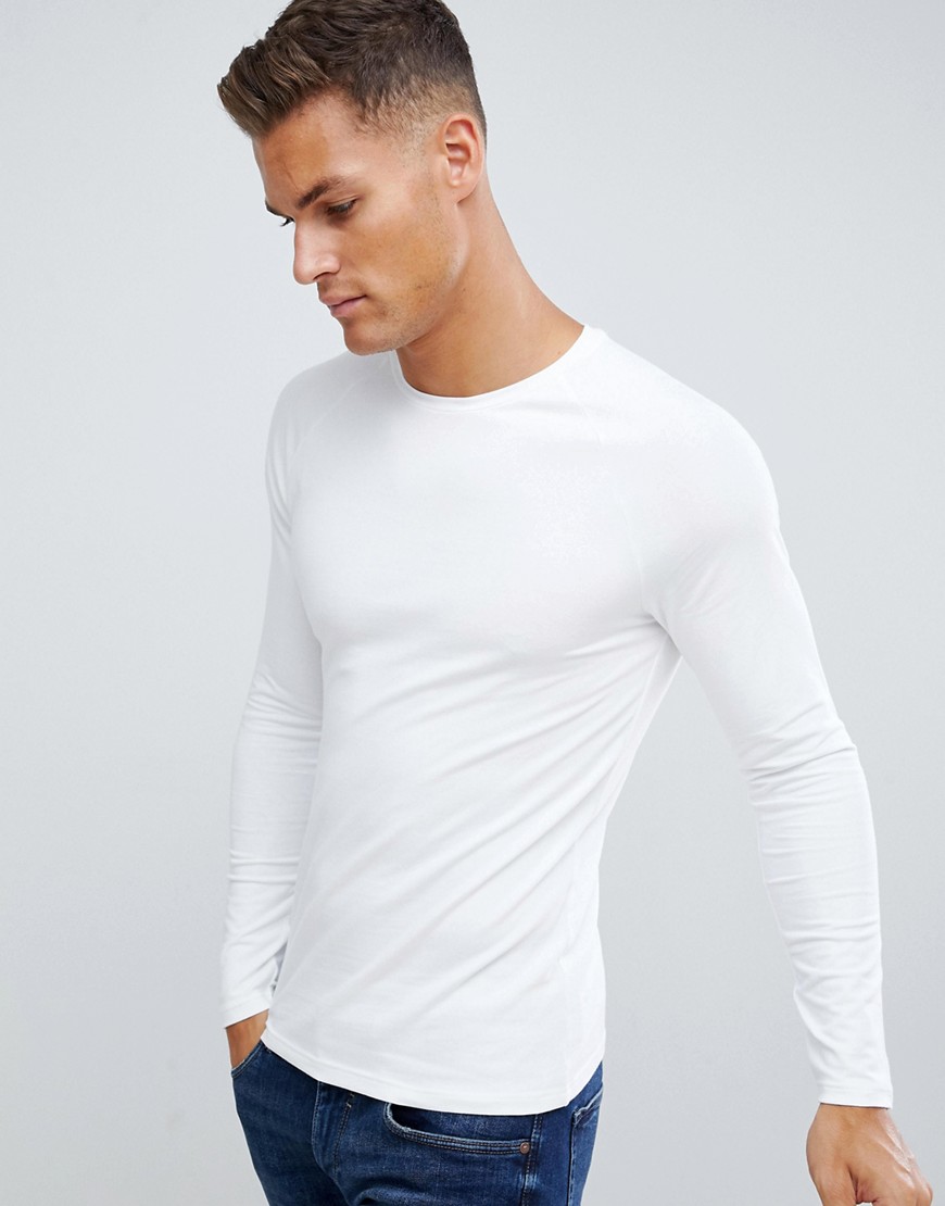 Burton Menswear long sleeve muscle fit t-shirt in white