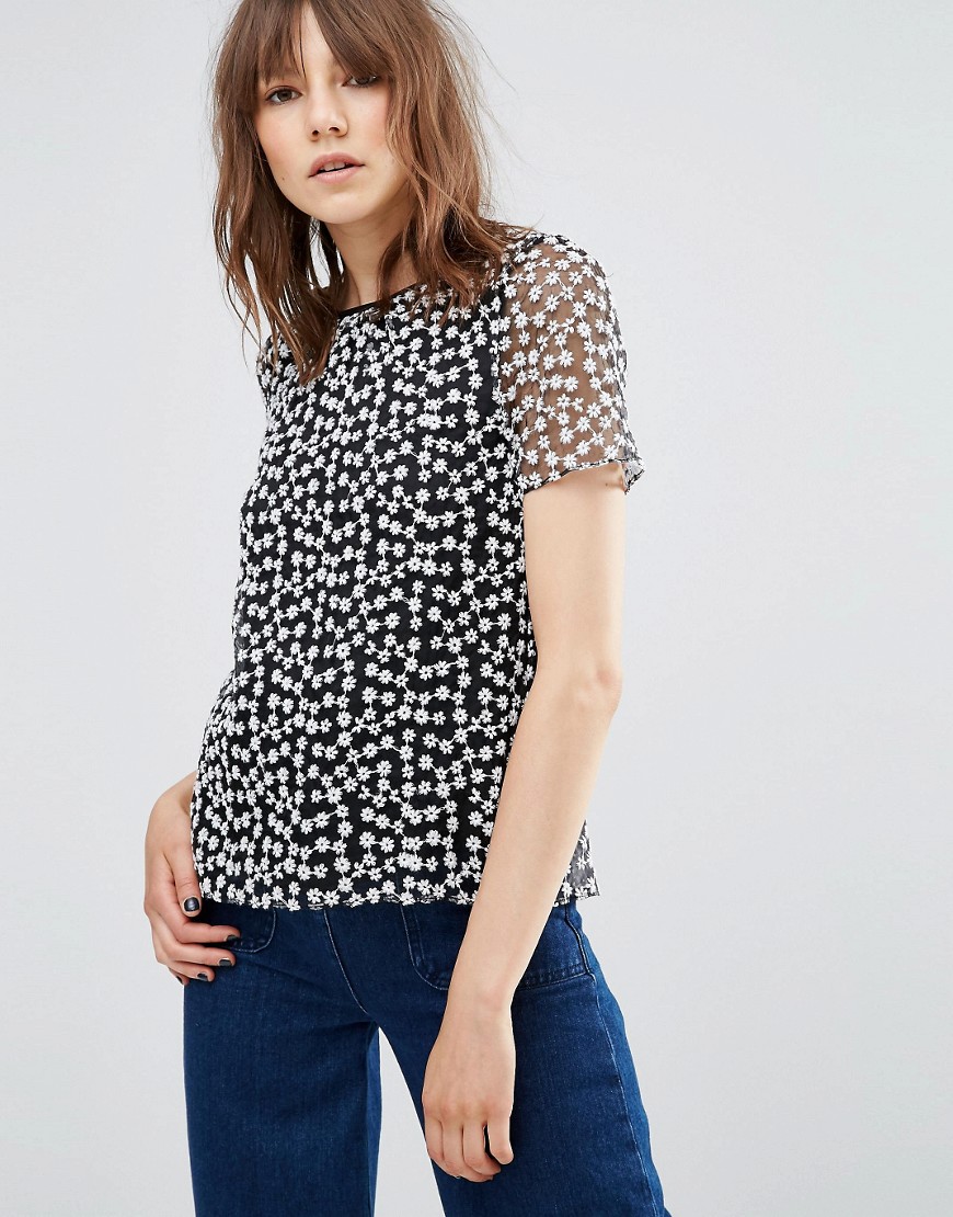 YMC Floral Embroidered Top